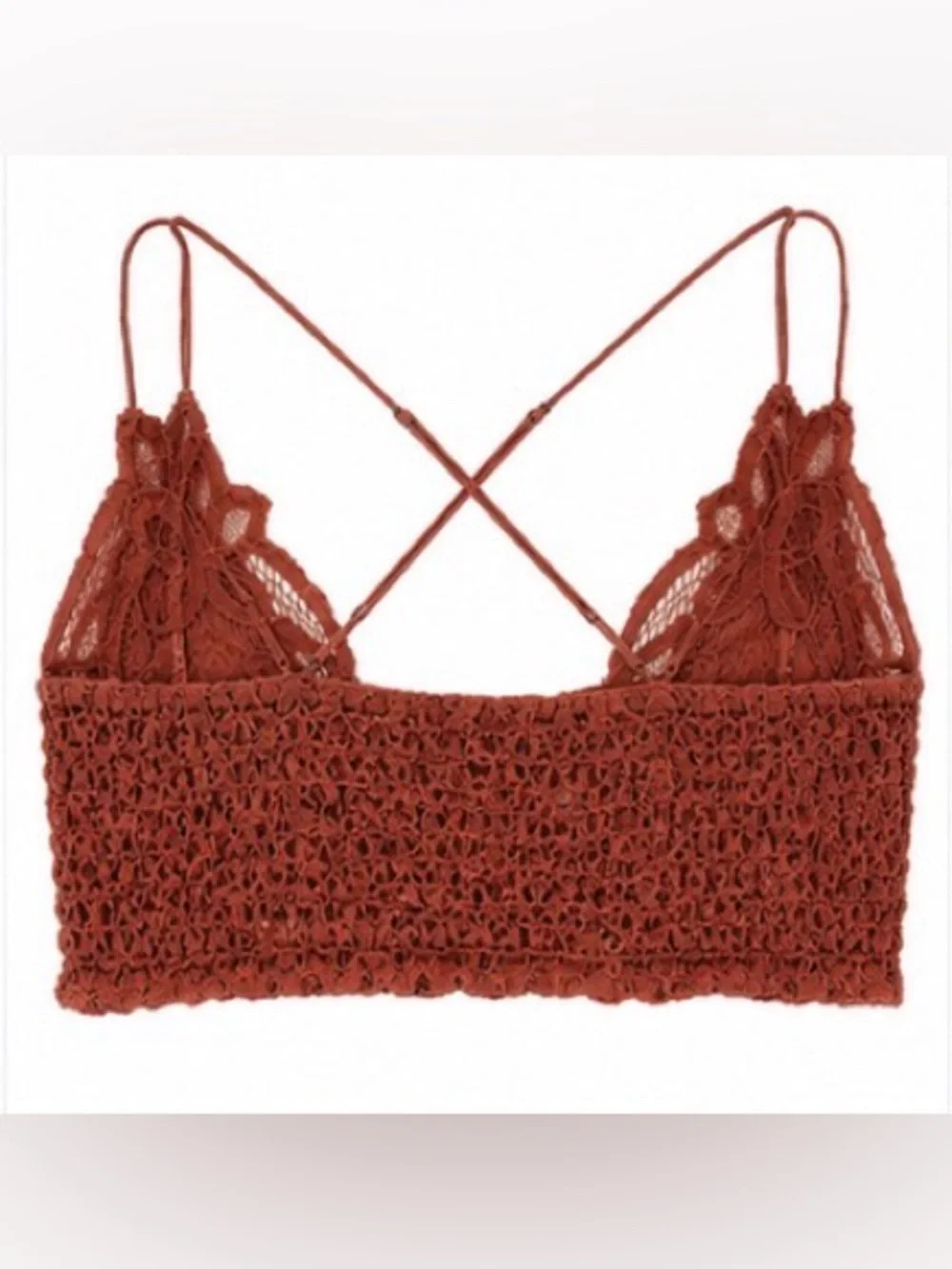 Free People FP One Lace Crochet Bralette Cami Dusty Rose Boho Festival Size M